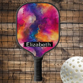 Moderne Roze Kleur Fusie Gepersonaliseerd Pickleball Paddle