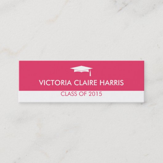 Moderne roze kleurenblok afstuderen naamkaart contactkaartje (Voorkant)