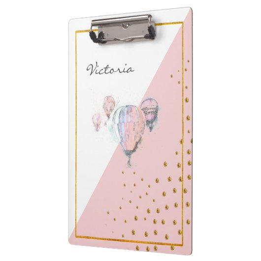 Moderne, roze, kleurige ballon toevoegen Jouw naam Klembord (Links)