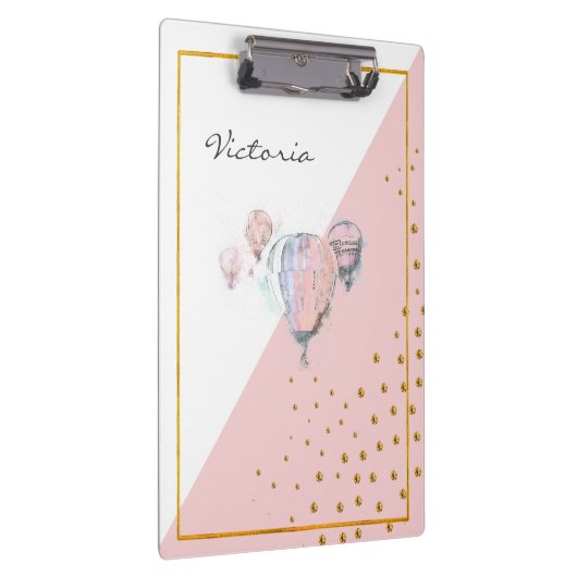 Moderne, roze, kleurige ballon toevoegen Jouw naam Klembord (Rechts)