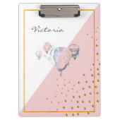 Moderne, roze, kleurige ballon toevoegen Jouw naam Klembord (Voorkant)