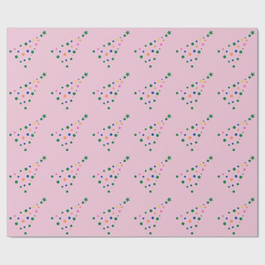 Moderne roze kleurrijke kerstboom cadeaupapier (Vlak)