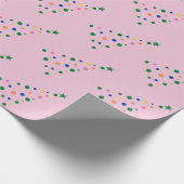 Moderne roze kleurrijke kerstboom cadeaupapier (Hoek)