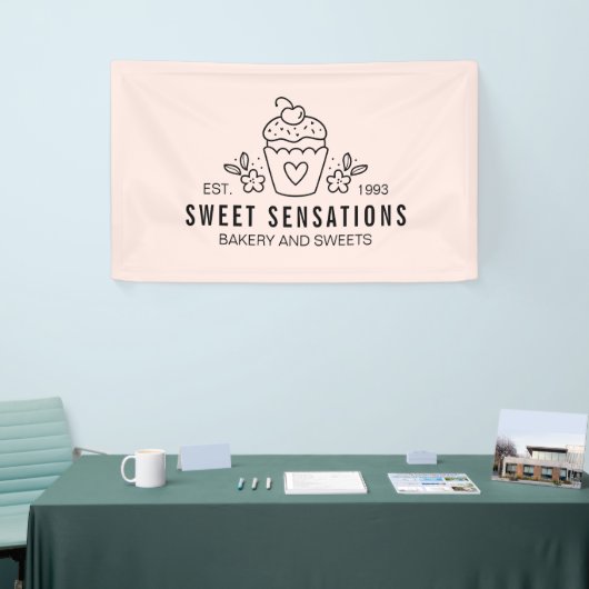 Moderne roze koekjesbakkerij Pastry Chef Banner (Beurs)