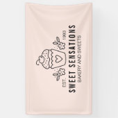 Moderne roze koekjesbakkerij Pastry Chef Banner (Verticaal)