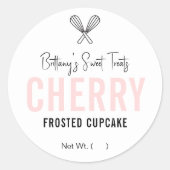 Moderne roze koekjesbakkerij ronde sticker (Voorkant)