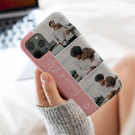 Moderne roze koppels namen 3 foto's collage raster Case-Mate iPhone case<br><div class="desc">Moderne,  stoffige roze harten noemen 4 foto's collage grid,  een perfecte gave voor een paar of beste vrienden.</div>