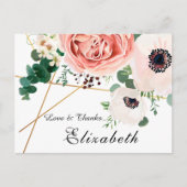 Moderne roze koraal botanisch bedankt briefkaart (Voorkant)