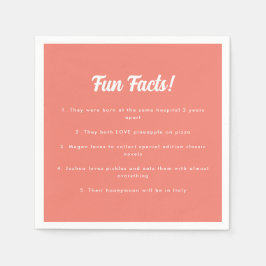 Moderne Roze Koraal Bruiloft Leuke Feiten  Servet