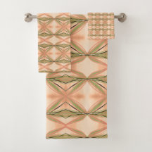 Moderne roze koraal en perzik handdoek set