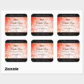 Moderne roze koraal glitter Product Packaging Labe Vierkante Sticker (Vel)