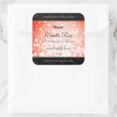 Moderne roze koraal glitter Product Packaging Labe Vierkante Sticker (Tas)