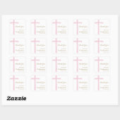 Moderne Roze Kruis Dank U Bevestiging Vierkante Sticker (Vel)