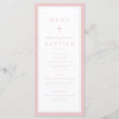Moderne Roze Kruis Meisje Doop Menu (Voorkant)