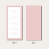 Moderne Roze Kruis Meisje Doop Menu