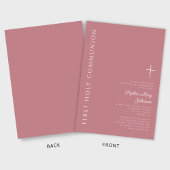 Moderne Roze Kruis Meisje Eerste Communie Kaart