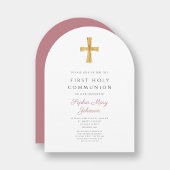 Moderne Roze Kruis Meisje Heilige Communie Boog Kaart