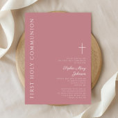 Moderne roze kruiselingse Eerste Communie Kaart