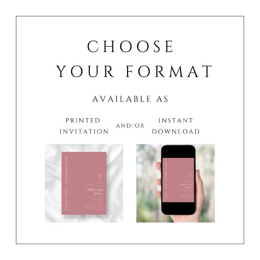 Moderne roze kruiselingse Eerste Communie Kaart