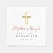 Moderne roze kruiselingse Eerste Communie Servet (Voorkant)