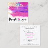 Moderne roze kunstborstel Bedankt voor uw bestelli Vierkante Visitekaartje (Voorkant / Achterkant)