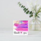 Moderne roze kunstborstel Bedankt voor uw bestelli Vierkante Visitekaartje (Staand voorkant)