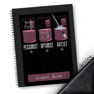 Moderne roze kunstenaar Pessimist Optimist Sketchb Notitieboek