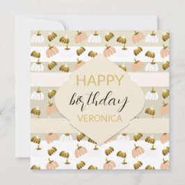 Moderne roze kunstzinnige pompoen met gouden gloed kaart