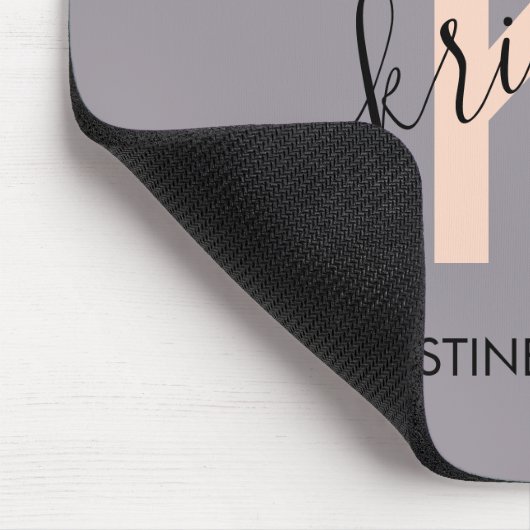 Moderne roze lavender script monogram naam muismat (Hoek)