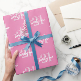 Moderne roze legant 21ste verjaardag cadeaupapier