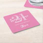 Moderne roze legant 21ste verjaardag kartonnen onderzetters (Schuin)