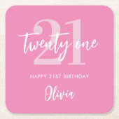 Moderne roze legant 21ste verjaardag kartonnen onderzetters (Voorkant)