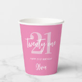 Moderne roze legant 21ste verjaardag papieren bekers (Achterkant)