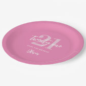 Moderne roze legant 21ste verjaardag papieren bordje (Gekanteld)