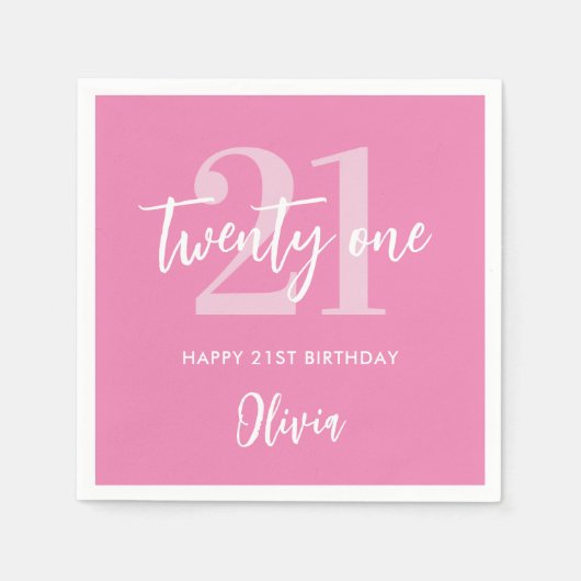 Moderne roze legant 21ste verjaardag servet (Voorkant)