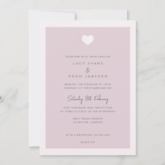 Moderne Roze Liefde Hart Bruiloft Uitnodiging (Voorkant)