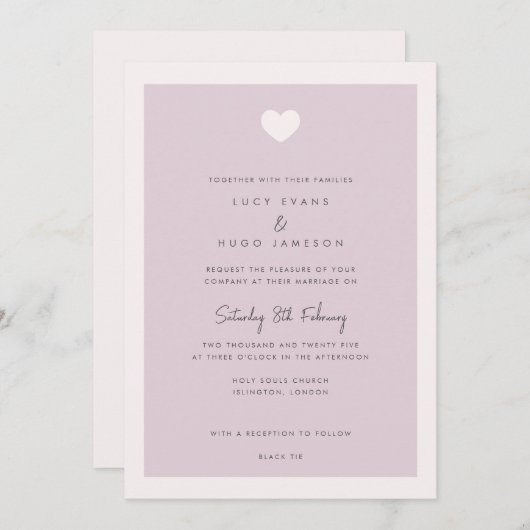 Moderne Roze Liefde Hart Bruiloft Uitnodiging (Voorkant / Achterkant)