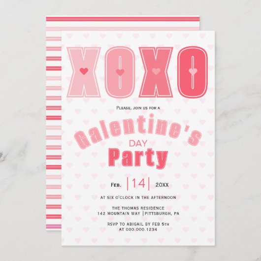 Moderne roze LIEFDE harten Galentines Day party Kaart (Voorkant / Achterkant)