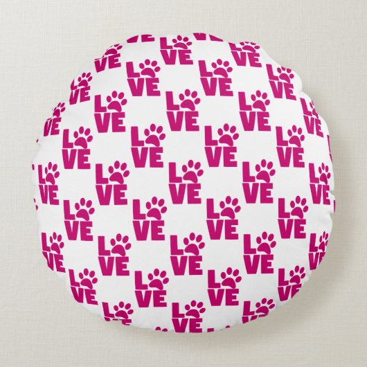 Moderne Roze "LIEFDE" Pootafdruk Worp Kussen (Voorkant)