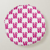 Moderne Roze "LIEFDE" Pootafdruk Worp Kussen (Achterkant)