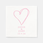 Moderne roze liefdeshart huwelijksserviet servet (Voorkant)