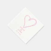 Moderne roze liefdeshart huwelijksserviet servet (Hoek)