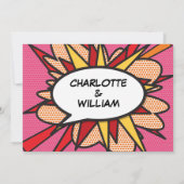 Moderne Roze Liefdesstrip Bruiloft Kaart (Achterkant)