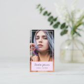 Moderne roze lijst acteur model zangeres dansfoto visitekaartje (Staand voorkant)