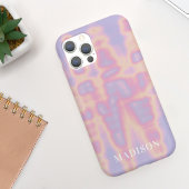 Moderne Roze Lila Tie Dye met naam Case-Mate iPhone Case