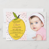 Moderne roze limonade 1e verjaardag foto kaart (Voorkant)