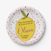 Moderne roze limonade 1e verjaardag papieren bordje (Voorkant)