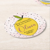 Moderne roze limonade 1e verjaardag ronde kartonnen onderzetter (Gebogen)