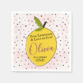 Moderne roze limonade 1e verjaardag servet (Voorkant)