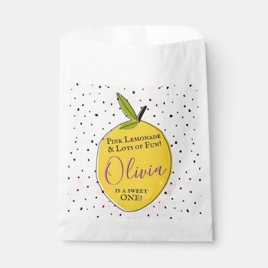 Moderne Roze Limonade 1e Verjaardagsfeest Bedankzakje (Voorkant)